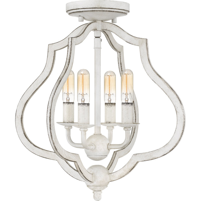 Quoizel OKF1715AWH Four Light Semi-Flush Mount, Antique White