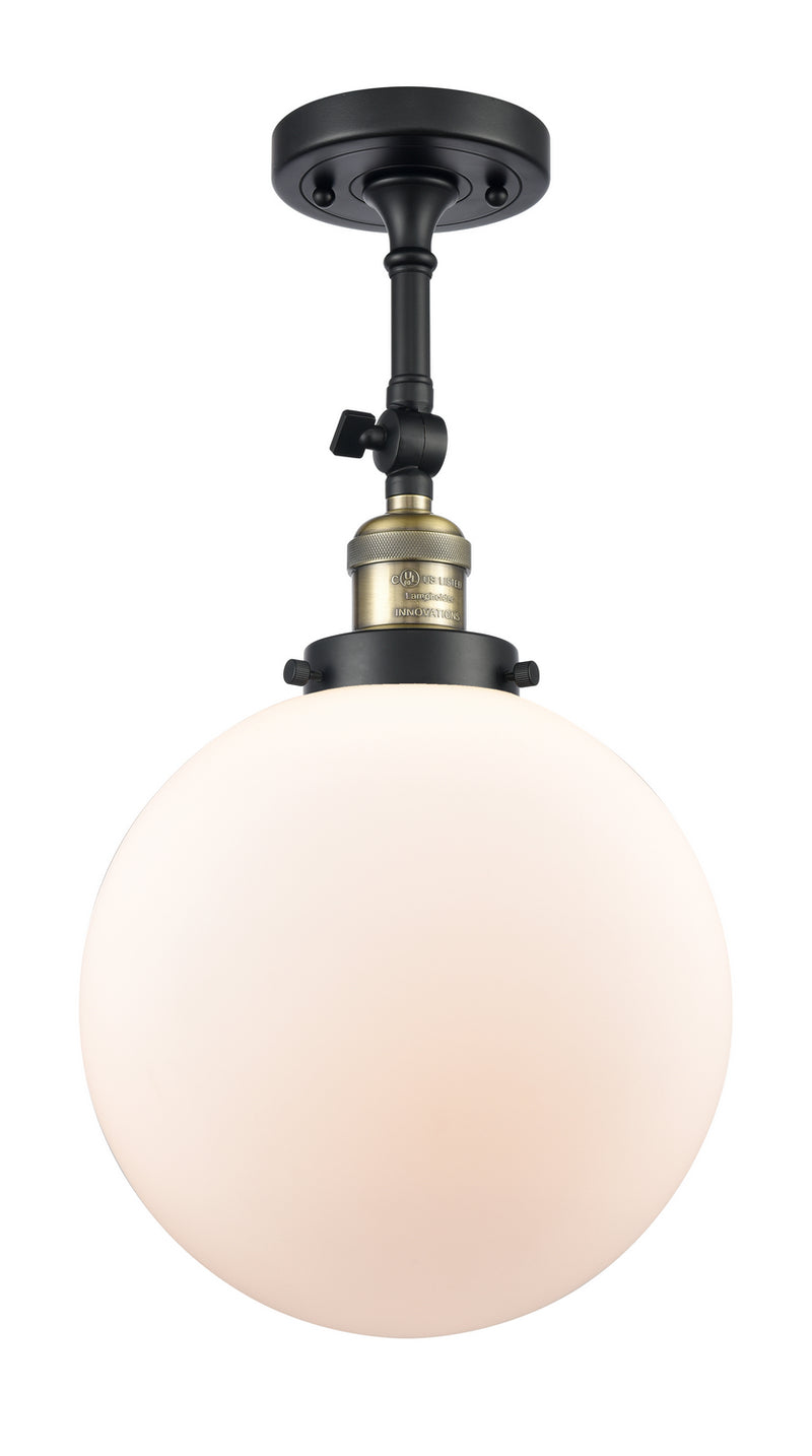 Innovations 201F-BAB-G201-10 One Light Semi-Flush Mount, Black Antique Brass