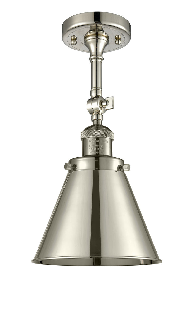 Innovations 201F-PN-M13-PN One Light Semi-Flush Mount, Polished Nickel