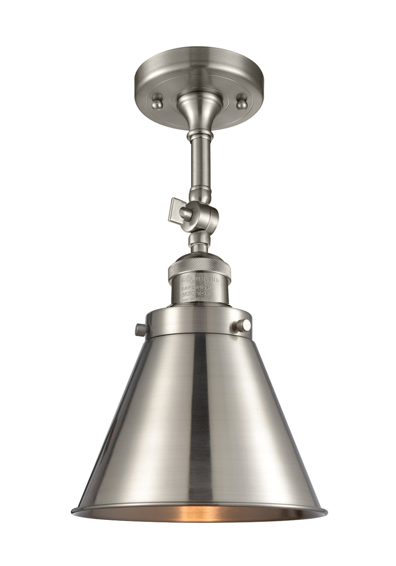 Innovations 201F-SN-M13-SN One Light Semi-Flush Mount, Brushed Satin Nickel