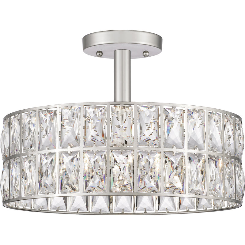 Quoizel QF4046PK Three Light Semi Flush Mount, Polished Nickel