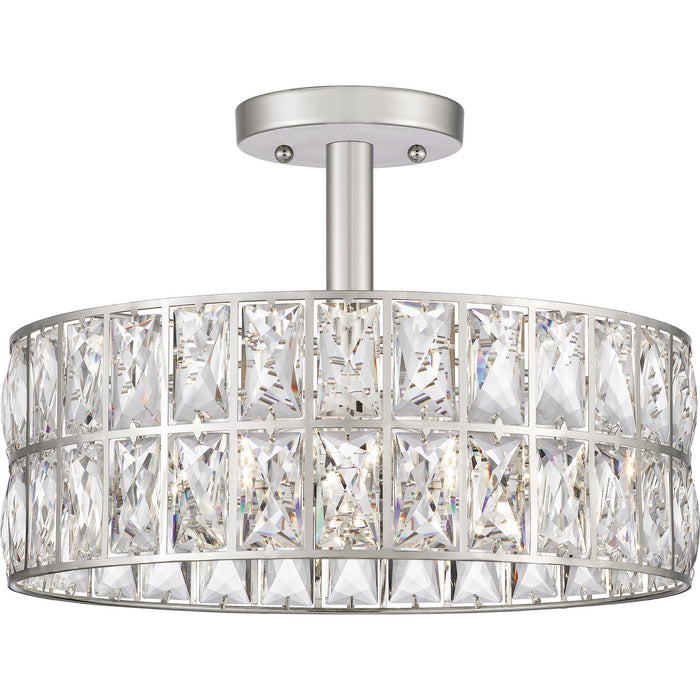 Quoizel QF4046PK Three Light Semi Flush Mount, Polished Nickel