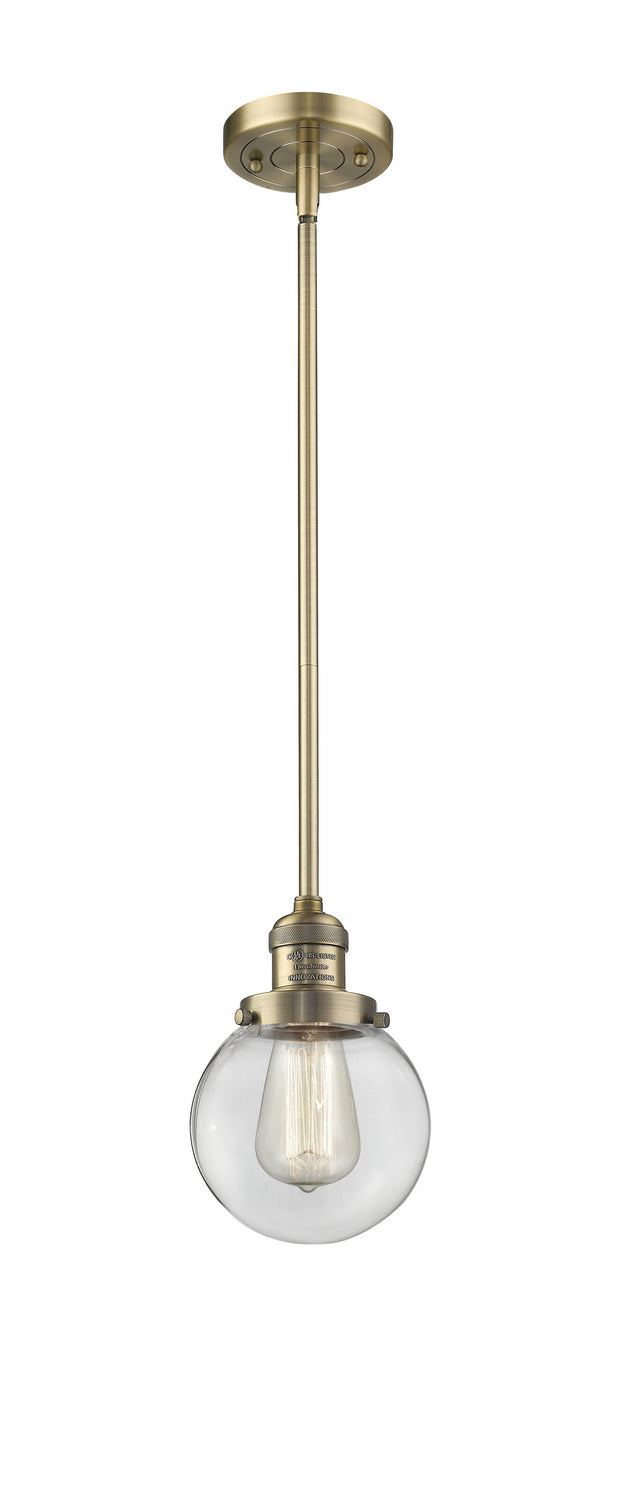 Innovations 201S-BB-G202-6 One Light Mini Pendant, Brushed Brass
