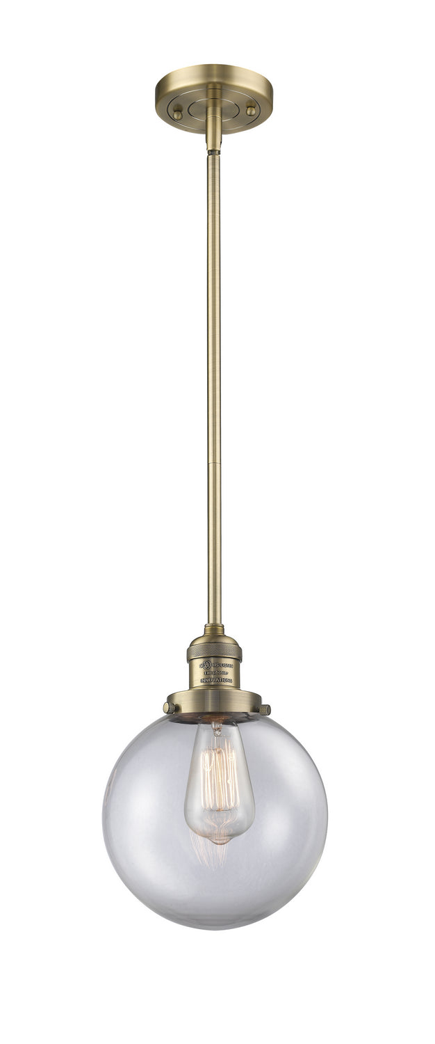 Innovations 201S-BB-G202-8 One Light Mini Pendant, Brushed Brass