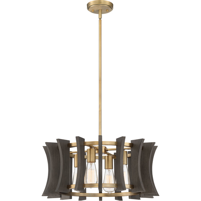 Quoizel QOP5196AB Four Light Pendant, Aged Brass