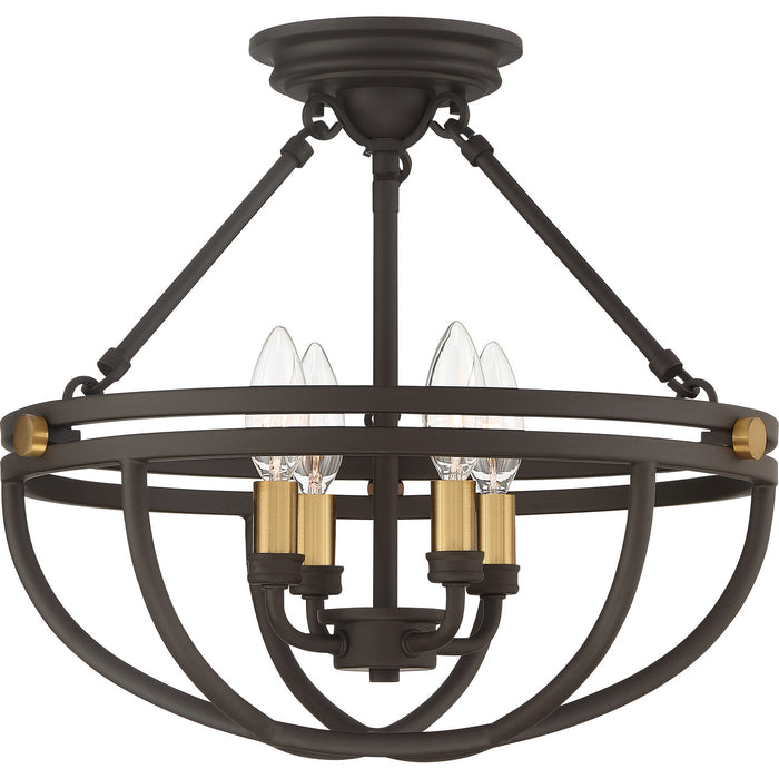 Quoizel SRG1716WT Four Light Semi-Flush Mount, Western Bronze