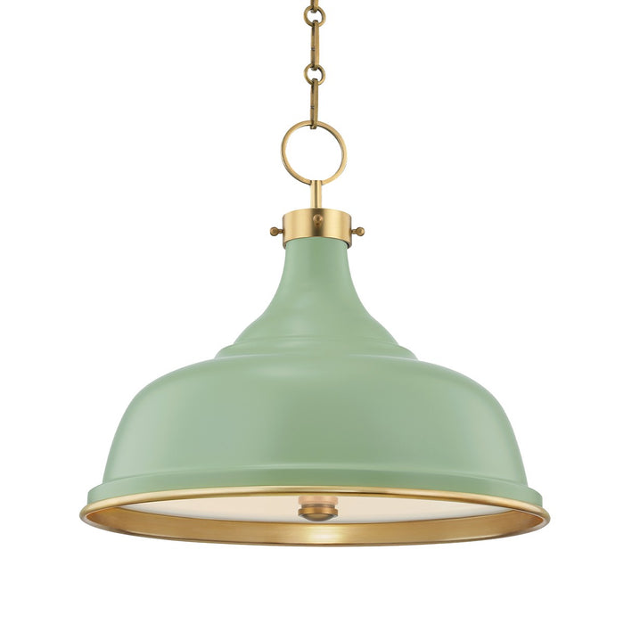 Hudson Valley MDS300-AGB/LFG Three Light Pendant, Aged Brass/Leaf Green Combo