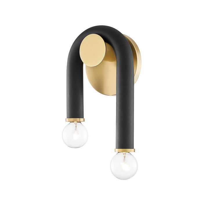 Mitzi H382102-AGB/BK Two Light Wall Sconce, Aged Brass/Black