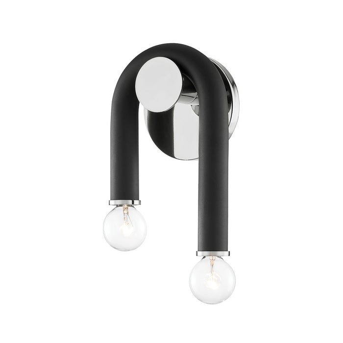 Mitzi H382102-PN/BK Two Light Wall Sconce, Polished Nickel/Black