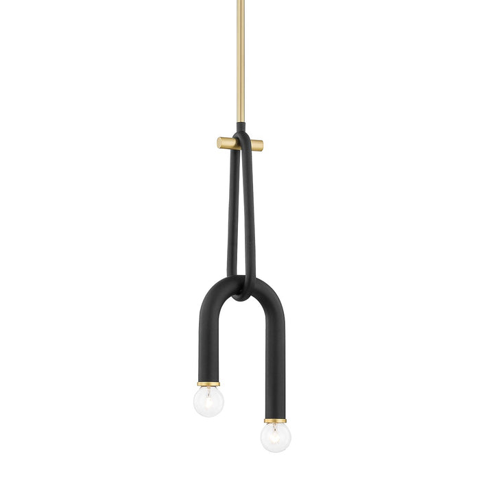 Mitzi H382702-AGB/BK Two Light Pendant, Aged Brass/Black