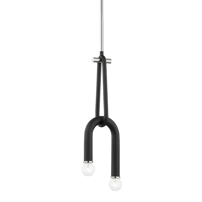 Mitzi H382702-PN/BK Two Light Pendant, Polished Nickel/Black