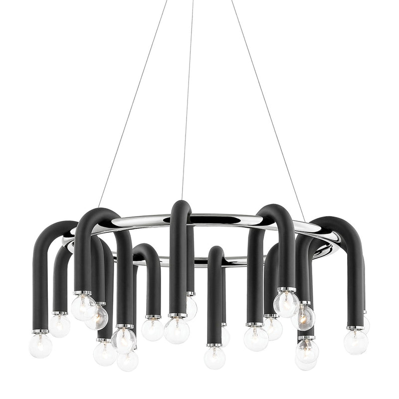 Mitzi H382820-PN/BK 20 Light Chandelier, Polished Nickel/Black
