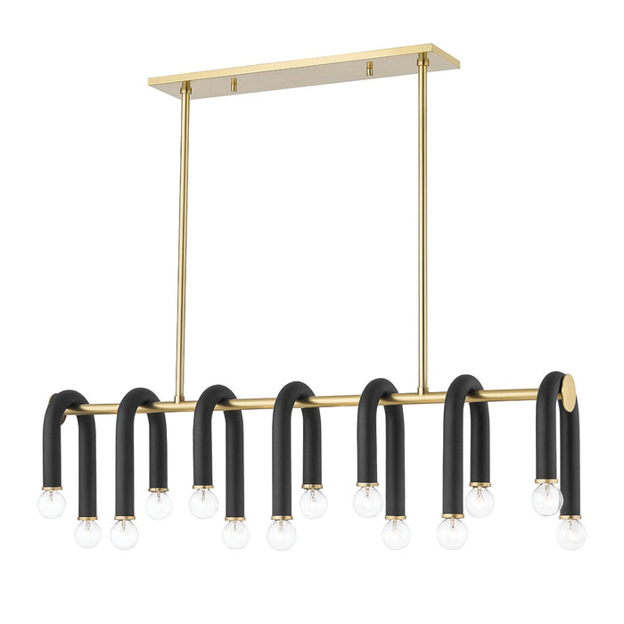 Mitzi H382914-AGB/BK 14 Light Linear, Aged Brass/Black