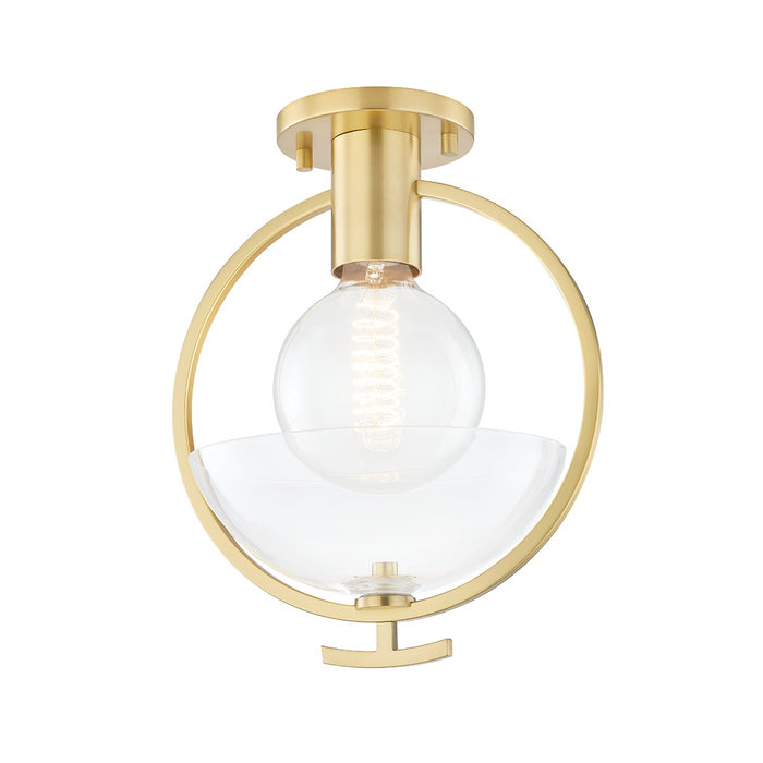 Mitzi H387601-AGB One Light Semi Flush Mount, Aged Brass
