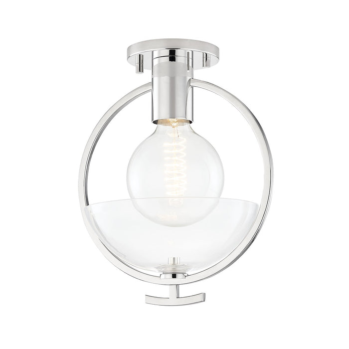 Mitzi H387601-PN One Light Semi Flush Mount, Polished Nickel