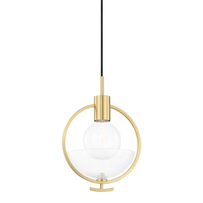Mitzi H387701-AGB One Light Pendant, Aged Brass