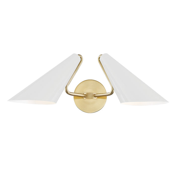 Mitzi H399102-AGB/DG Two Light Wall Sconce, Aged Brass/Dove Gray Combo
