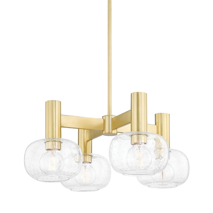 Mitzi H403804-AGB Four Light Chandelier, Aged Brass