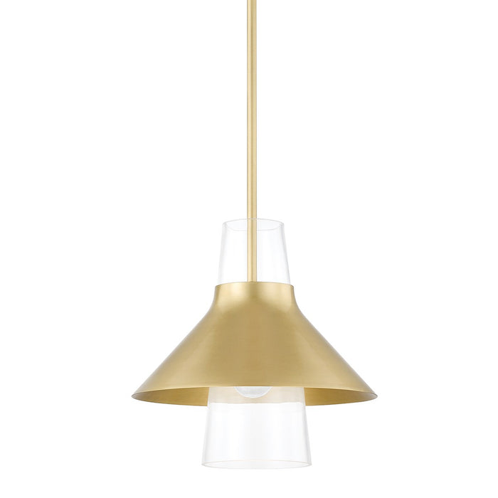 Mitzi H404701S-AGB One Light Pendant, Aged Brass
