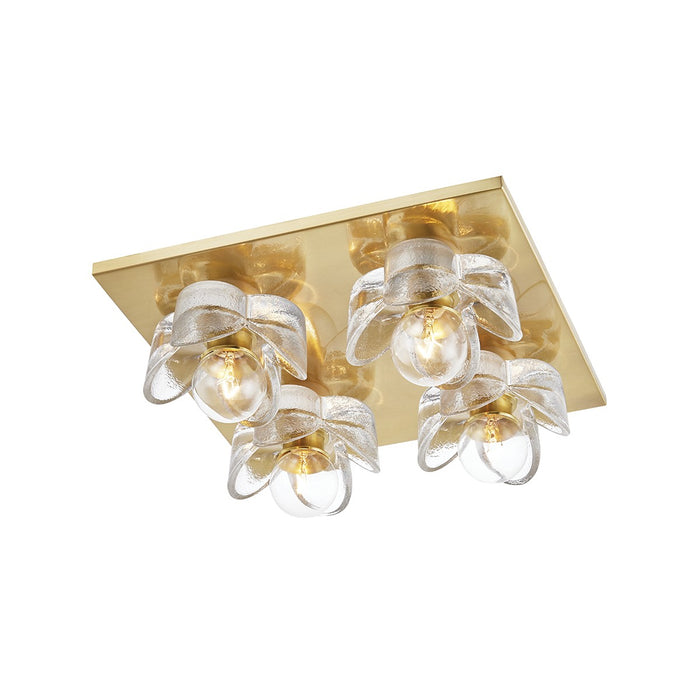 Mitzi H410504-AGB Four Light Flush Mount, Aged Brass