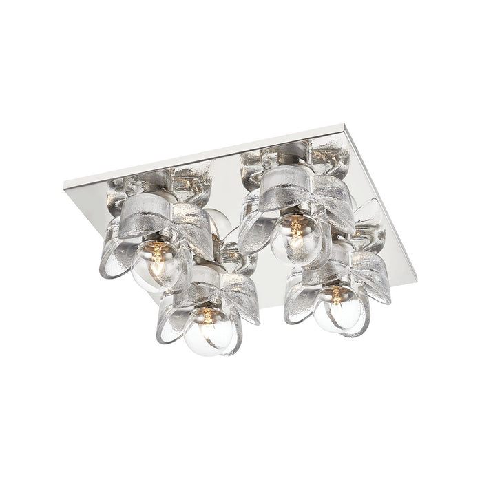 Mitzi H410504-PN Four Light Flush Mount, Polished Nickel