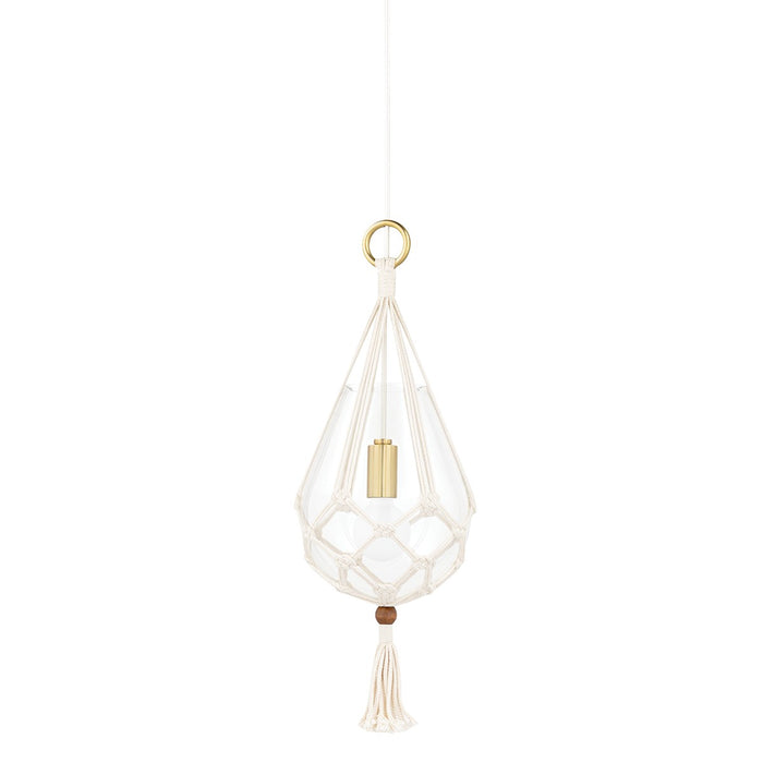 Mitzi H411701S-AGB One Light Pendant, Aged Brass