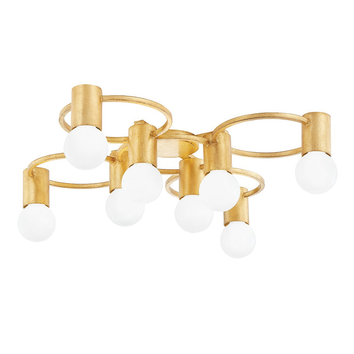 Mitzi H413608-GL Eight Light Semi Flush Mount, Gold Leaf