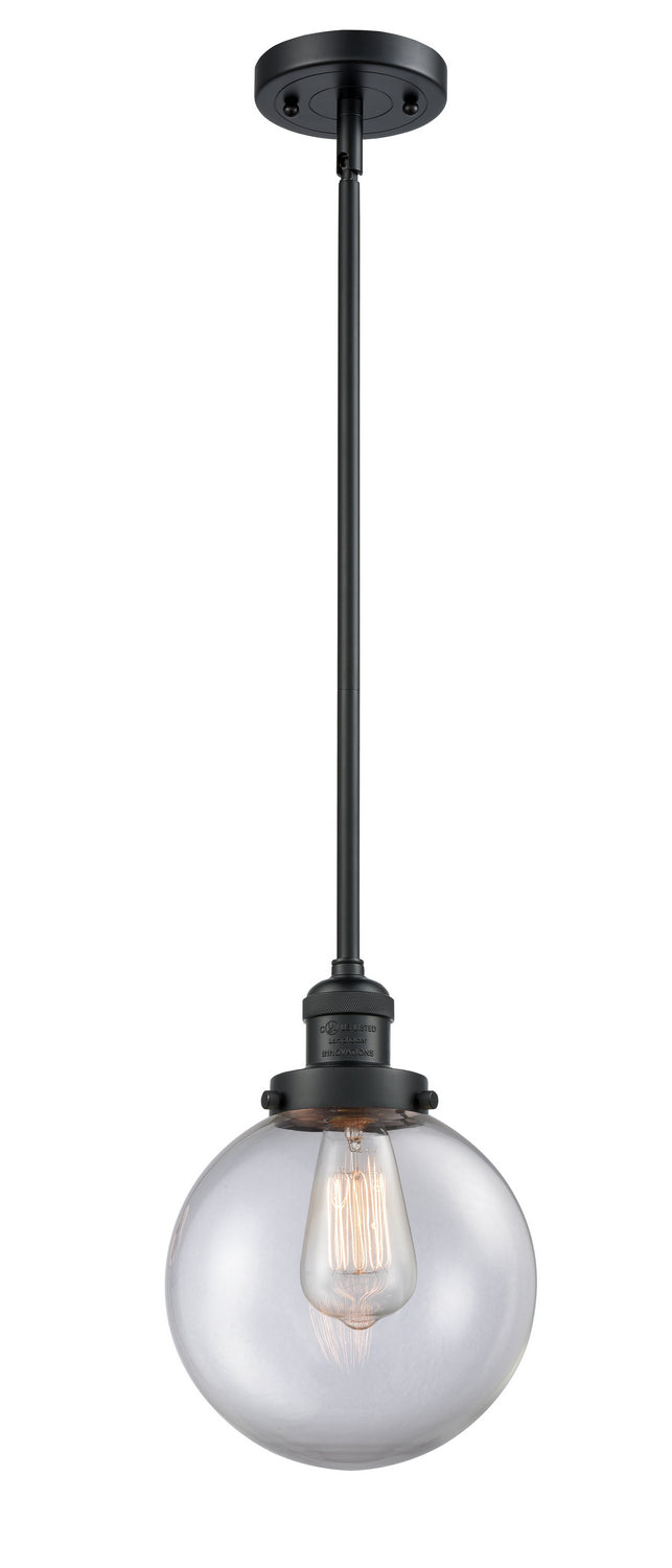 Innovations 201S-BK-G202-8 One Light Mini Pendant, Matte Black