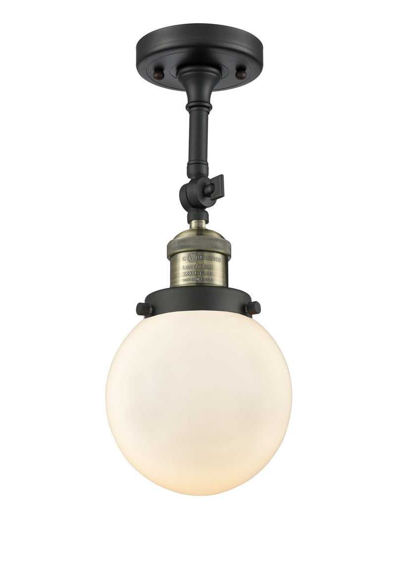 Innovations 201F-BAB-G201-6 One Light Semi-Flush Mount, Black Antique Brass
