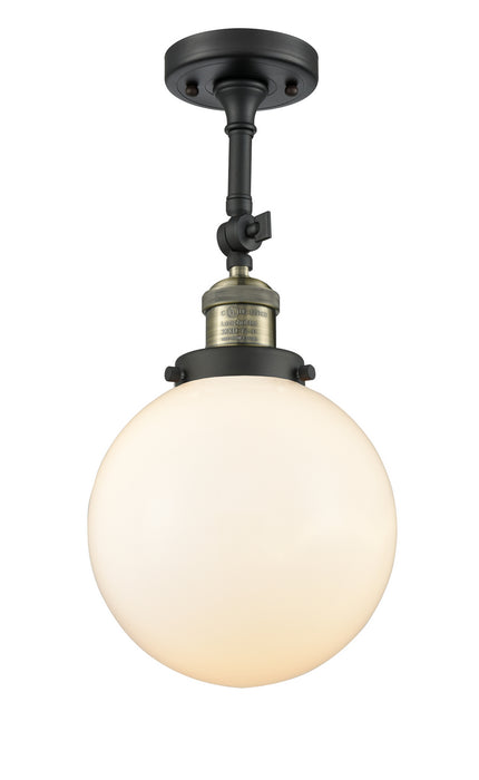 Innovations 201F-BAB-G201-8 One Light Semi-Flush Mount, Black Antique Brass