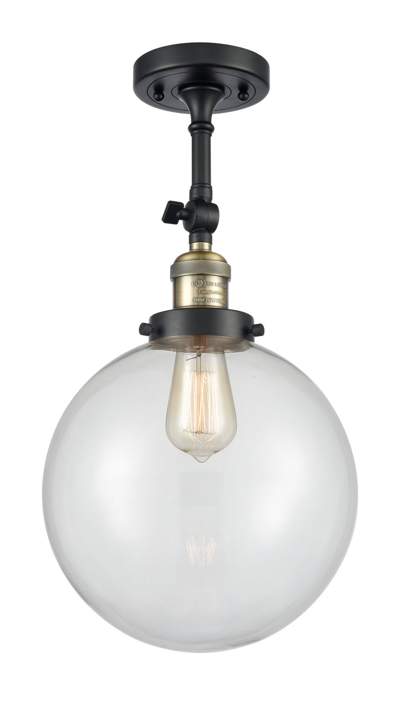 Innovations 201F-BAB-G202-10 One Light Semi-Flush Mount, Black Antique Brass