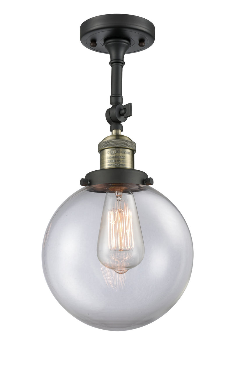 Innovations 201F-BAB-G202-8 One Light Semi-Flush Mount, Black Antique Brass