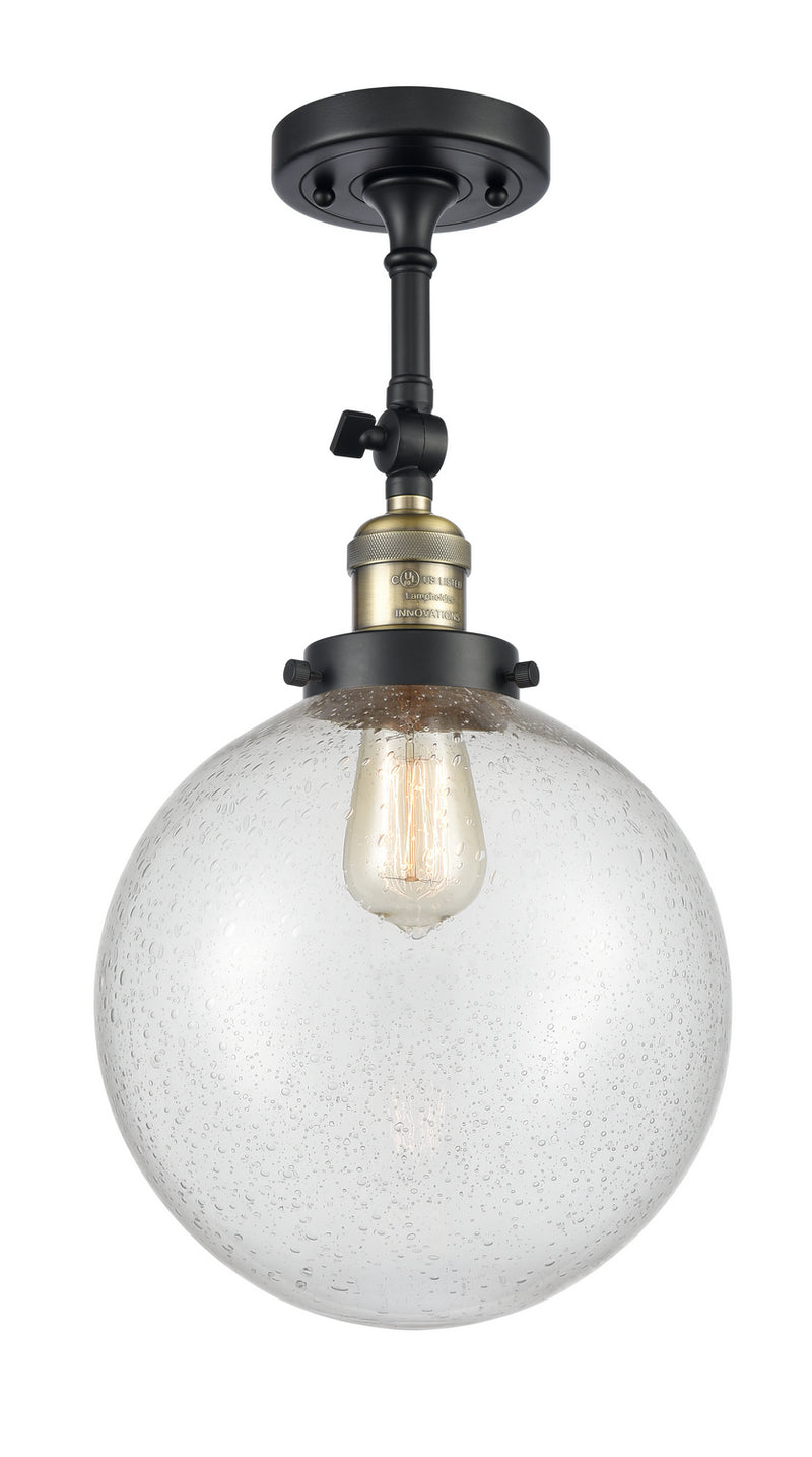 Innovations 201F-BAB-G204-10 One Light Semi-Flush Mount, Black Antique Brass