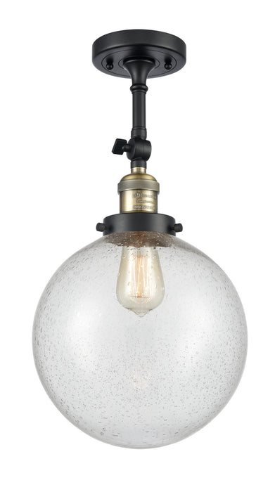 Innovations 201F-BAB-G204-10 One Light Semi-Flush Mount, Black Antique Brass