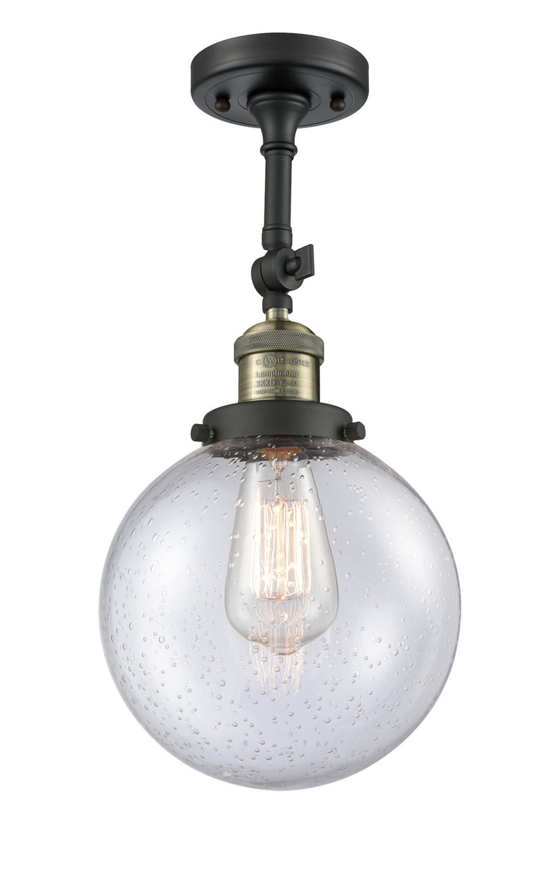 Innovations 201F-BAB-G204-8 One Light Semi-Flush Mount, Black Antique Brass