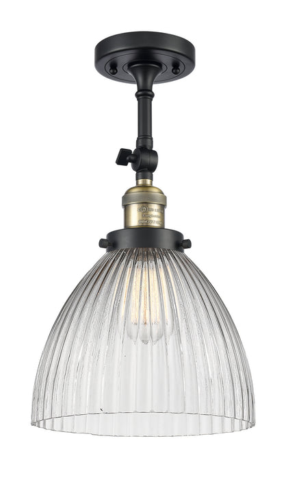 Innovations 201F-BAB-G222 One Light Semi-Flush Mount, Black Antique Brass