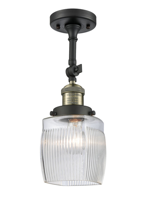 Innovations 201F-BAB-G302 One Light Semi-Flush Mount, Black Antique Brass