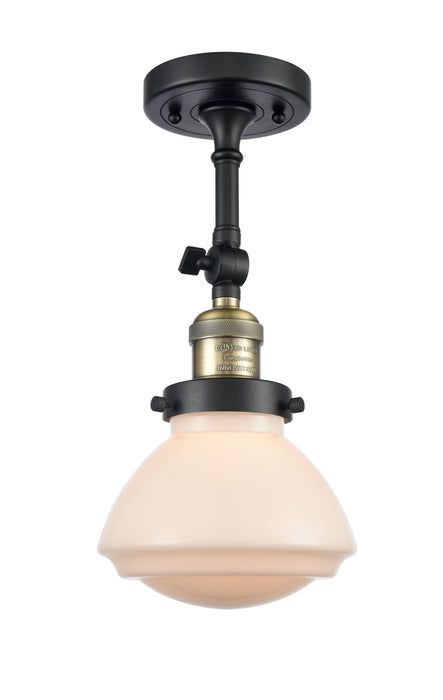 Innovations 201F-BAB-G321 One Light Semi-Flush Mount, Black Antique Brass