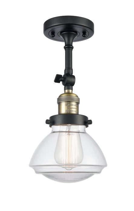 Innovations 201F-BAB-G322 One Light Semi-Flush Mount, Black Antique Brass