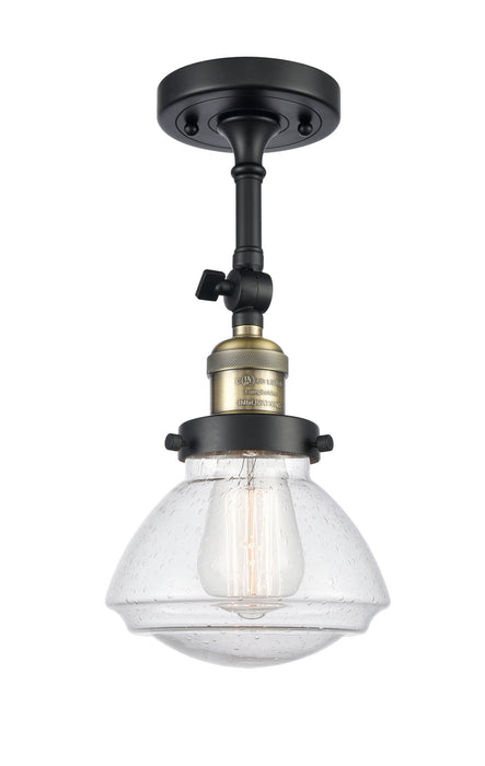 Innovations 201F-BAB-G324 One Light Semi-Flush Mount, Black Antique Brass