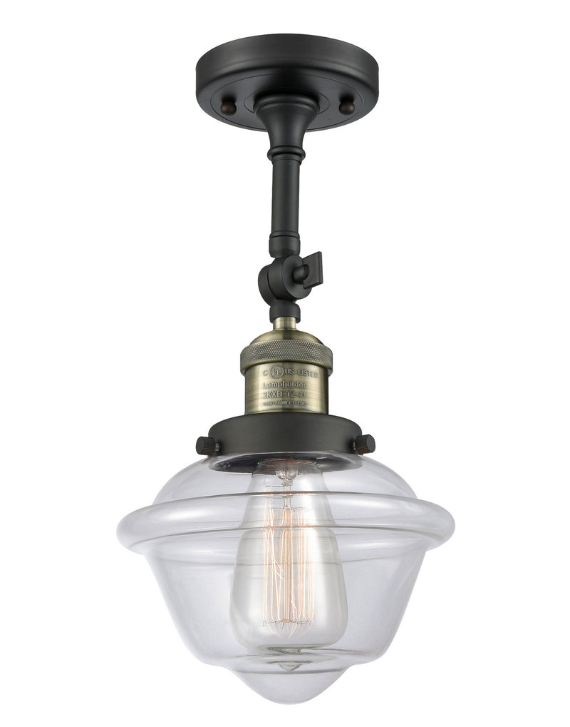 Innovations 201F-BAB-G532 One Light Semi-Flush Mount, Black Antique Brass