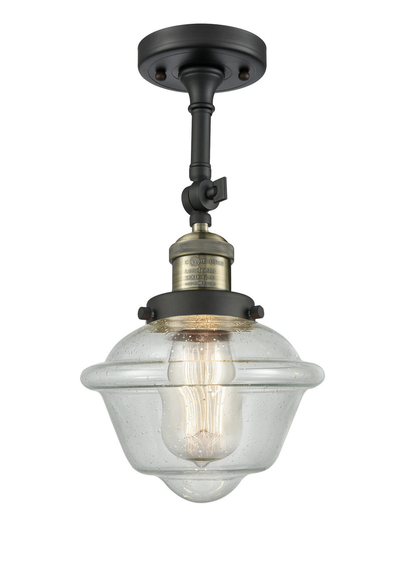 Innovations 201F-BAB-G534 One Light Semi-Flush Mount, Black Antique Brass