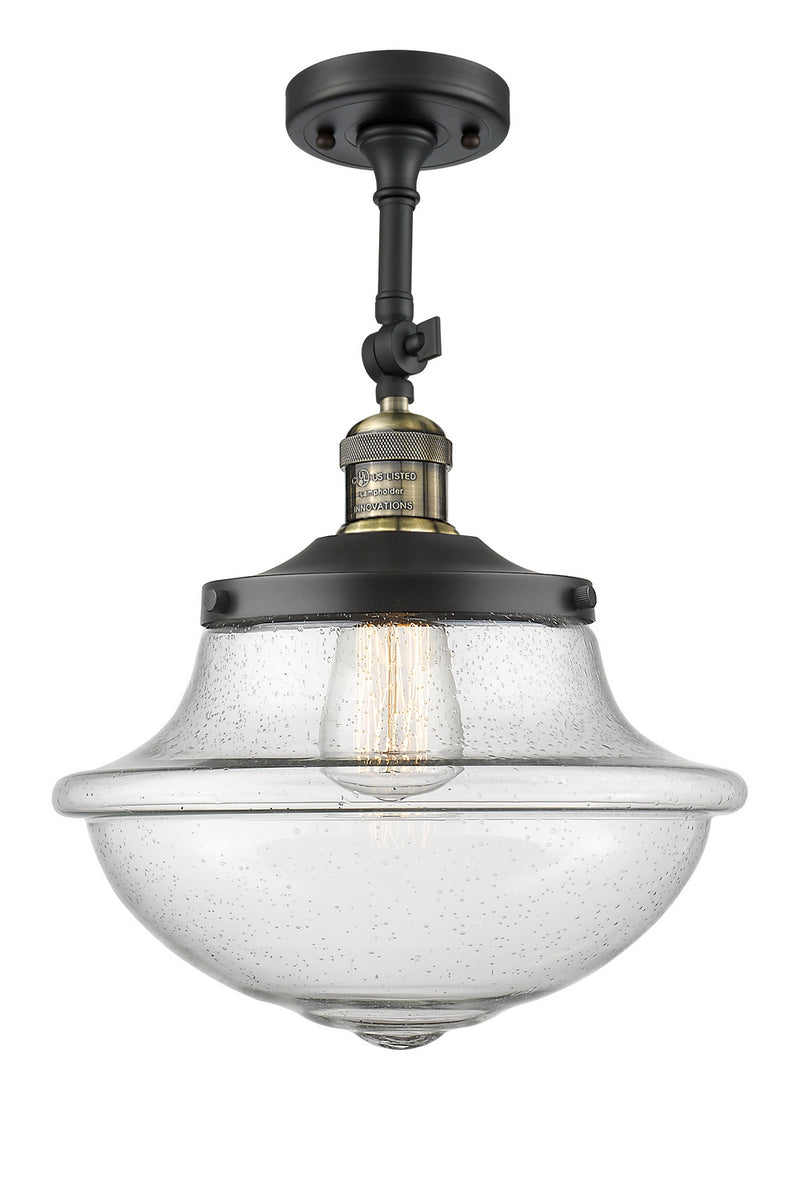 Innovations 201F-BAB-G544 One Light Semi-Flush Mount, Black Antique Brass