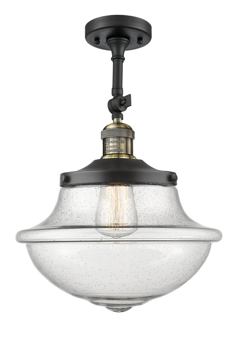Innovations 201F-BAB-G544 One Light Semi-Flush Mount, Black Antique Brass