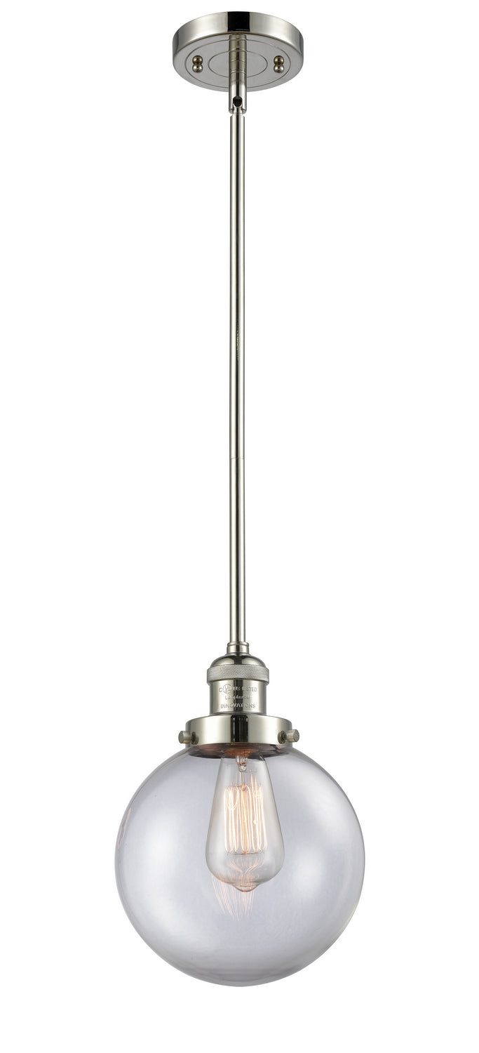 Innovations 201S-PN-G202-8 One Light Mini Pendant, Polished Nickel