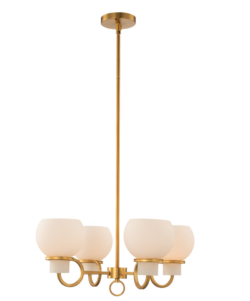 Kalco 513071WB Four Light Chandelier, Winter Brass
