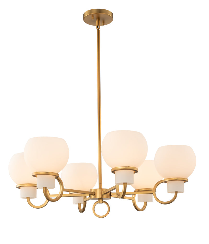Kalco 513072WB Six Light Chandelier, Winter Brass