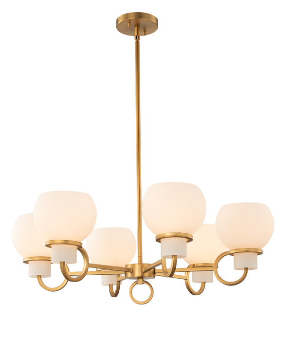 Kalco 513072WB Six Light Chandelier, Winter Brass
