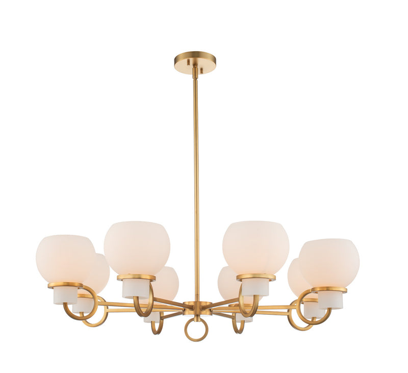 Kalco 513073WB Eight Light Chandelier, Winter Brass