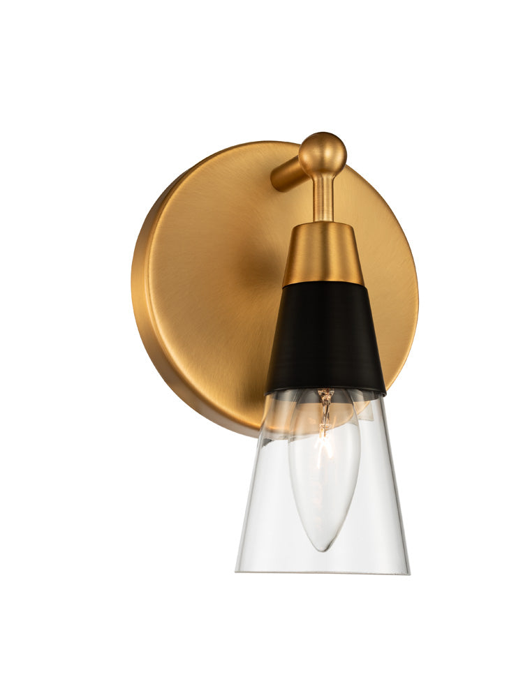 Kalco 513131BNB One Light Bath, Matte Black w New Brass